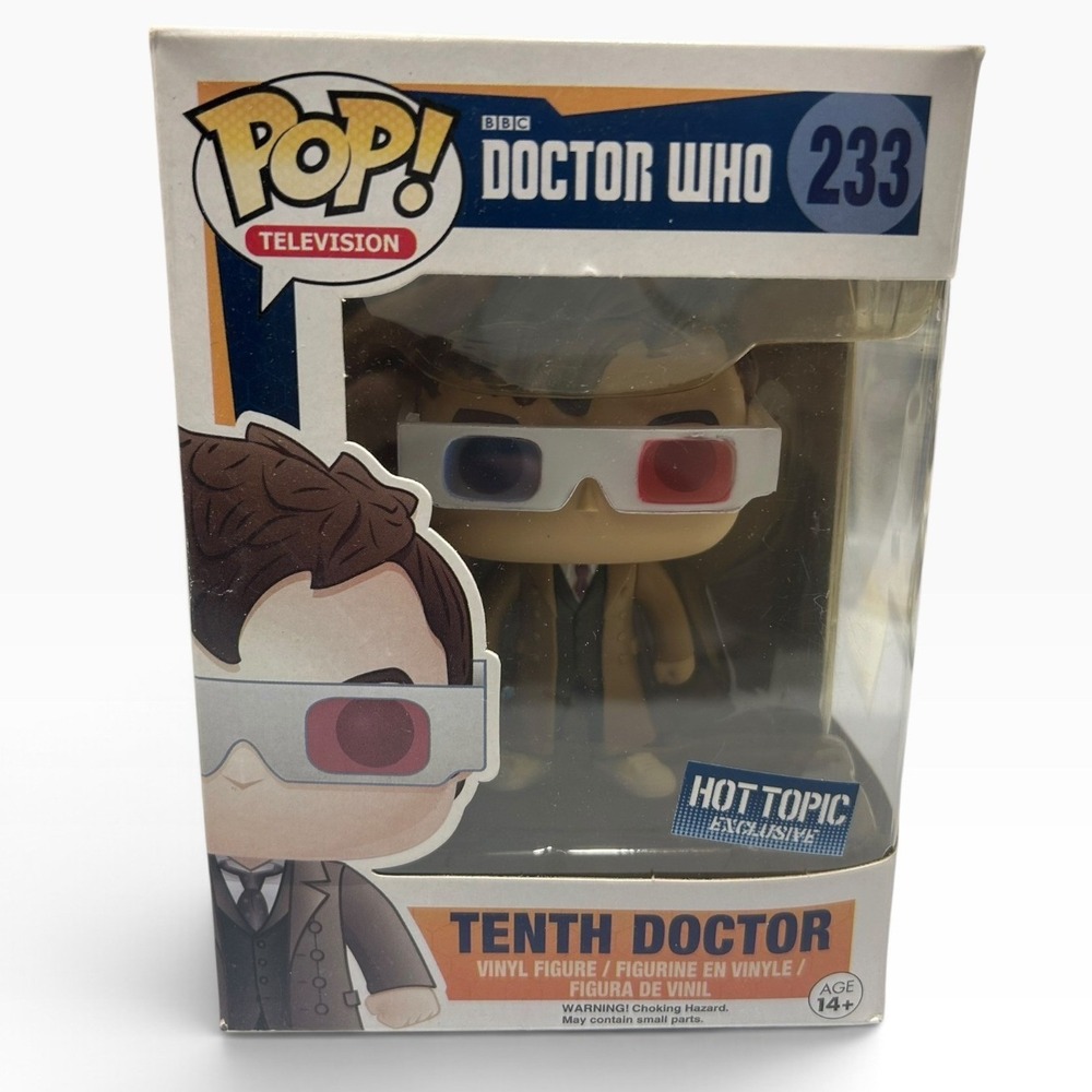 Funko Pop Doctor Who Tenth Doctor 233 Hot Topic Exclusive 3D Glasses Figure Rate